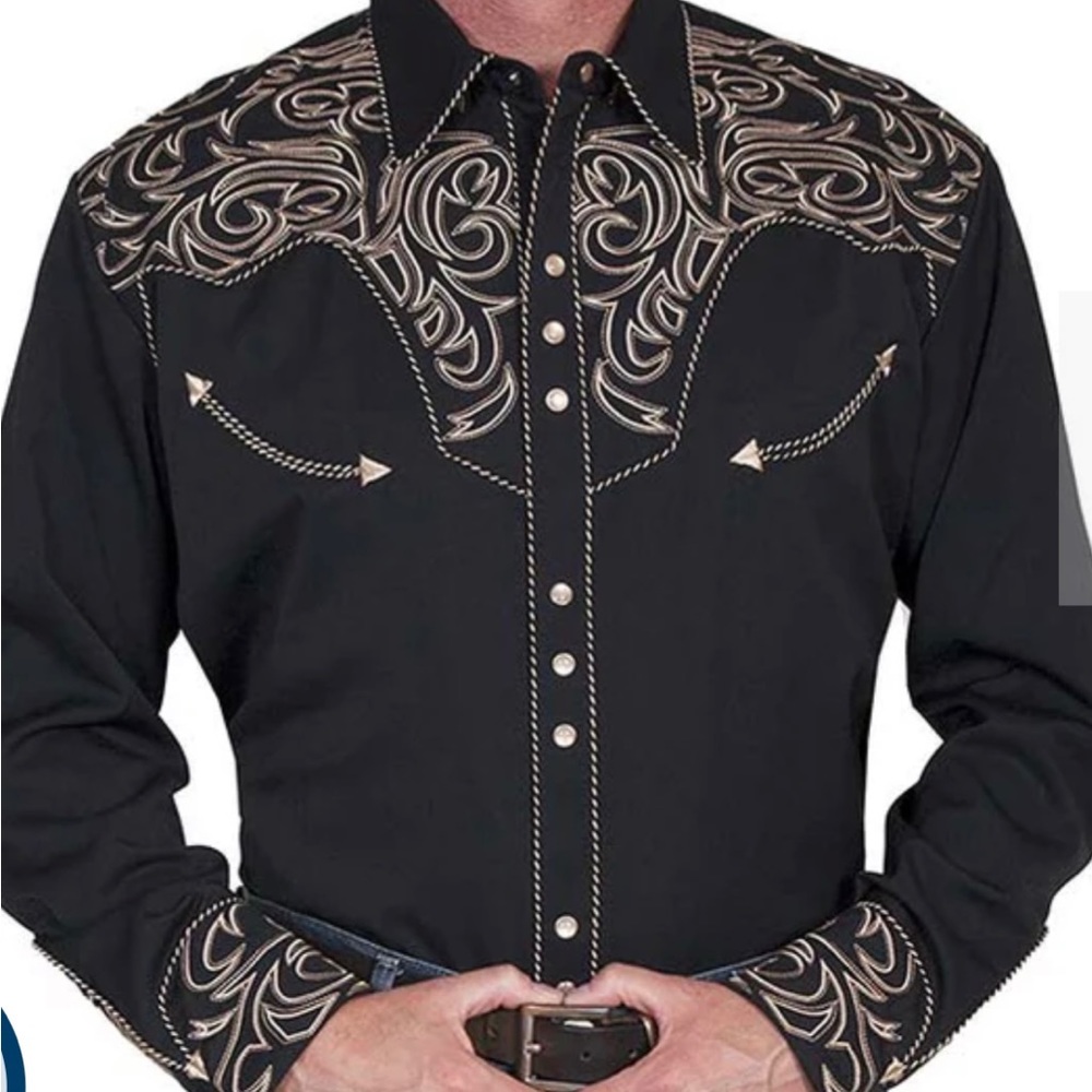 Scully’s Men’s Long Sleeve Gold and Black Western Shirt